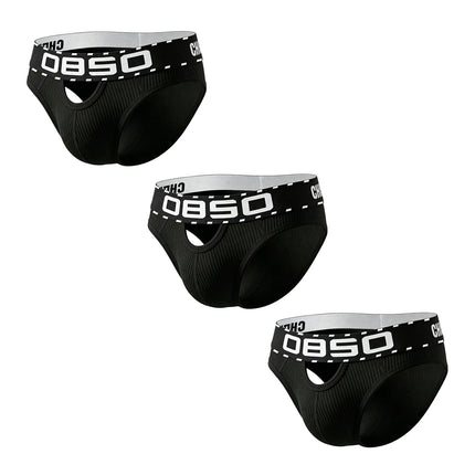 1/3Pcs Breathable Cotton Men Underwear Sexy Bikini Panties Underpants Large Crotch Pouch Mens Briefs with Front and Back Cutouts