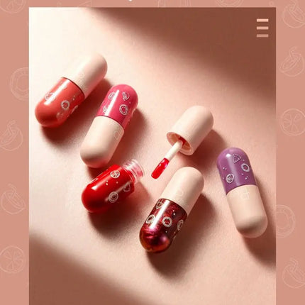 Pudaier mini capsule lip glaze, non-stick and non-fading lip gloss, mirror-finished moisturizing lip gloss