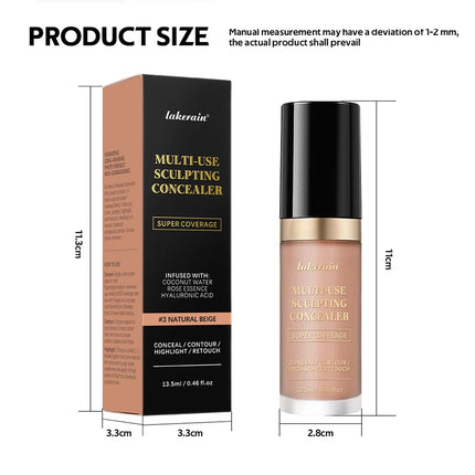 Super Coverage Concealer Multi-Use Cream Oil Free Highlight Covers Dark Circles Long-lasting Natural Matte Finish Long Wear Make
