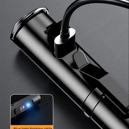 Portable Strong Light Mini LED Flashlight Magnetic Keychain Lamp Waterproof Cap Clip Lamp Type-C Charging for Hiking Camping