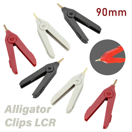 Grey/Black/Red 90mm Alligator ClipsLCR Resistance Clip Copper Opening Alligator Clips SMD Test Clamp DIY Tools