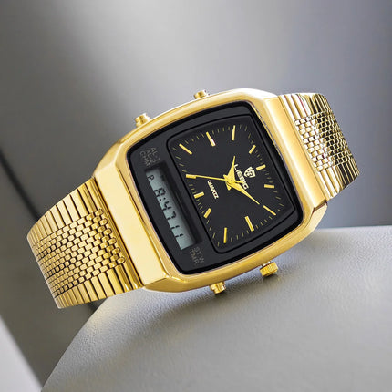 LIEBIG Luxury Dual Display Time Quartz Watches For Men Women Fashion Outdoor Sports Week Waterproof Digital Wristwatches Clocks