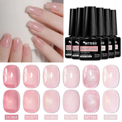 6pcs Jelly Gel Nail Polish Set All-Season Nails DIY Nail Art UV/LED Painting Varnish Gel Manicure Kit Long Lasting Nail Supplies