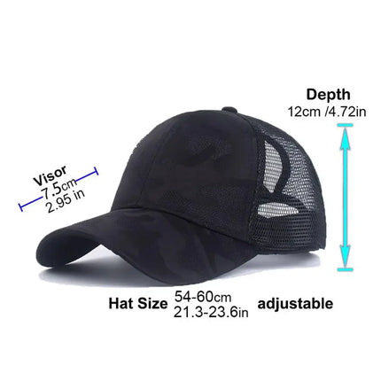 Summer Mesh Baseball Caps for Women Men Adjustable High Ponytail Hats Messy Cap Quick-Drying Hollow Snapback Sports Baseball Hat