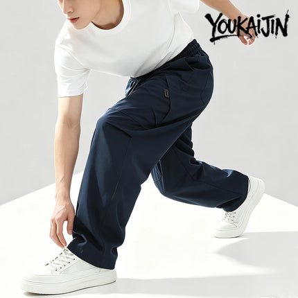 Summer  Pants Men Harajuku Japanese Style Loose Casual Pants Men Solid Comfortable Elastic Waist Trouser Outdoor Walking Hiking