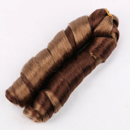 Full Star Ombre Brown Italian Curly Synthetic Braiding Hair Extensions Crochet Braids Bulk Hair Bundles Pre-Stretched Hair