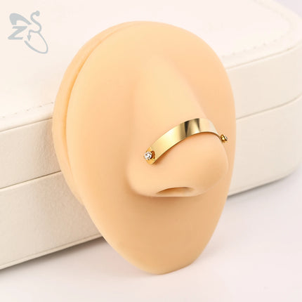 ZS 1 Set 24/30/35/40/45/50MM Stainelss Steel Nose Piercing For Men Women Punk Adjustable Nostril Bridge Piercings Body Jewelry