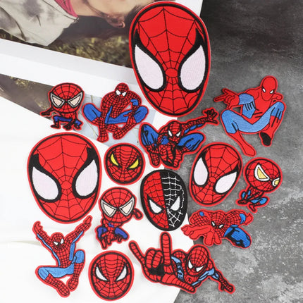 15pcs Spiderman embroidery Patch DIY Clothes Stickers Sew on Embroidery Patches Applique Iron on Clothing Pants Decor Sewing
