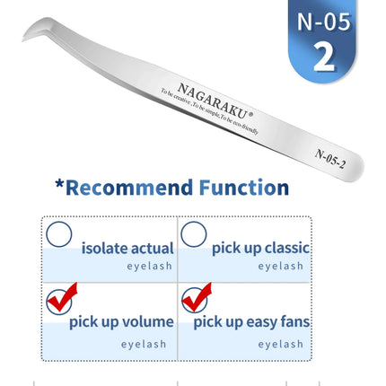 NAGARAKU Stainless Steel Straight Curved Nail Volume Eyelash Accurate Tweezers Nippers Pointed Clip Set Makeup Tools