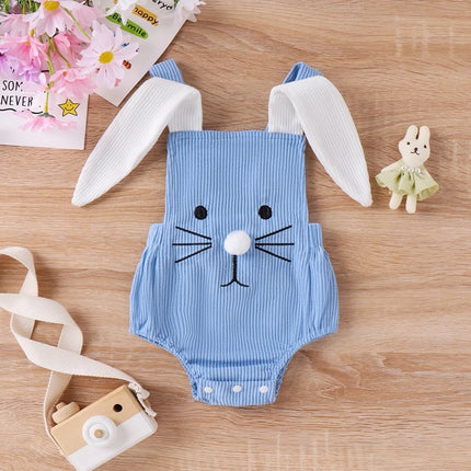 Baby Girls Boys Rompers Rabbit Embroidery Bunny Ears Straps Sleeveless Bodysuits Summer Casual Easter Clothes