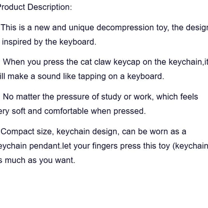 Fingertip Decompression Toy Keys Silicone Soft Cat Paws Keychain Key Ring Mobile phone Pendant Accessories Keyboard Tapping