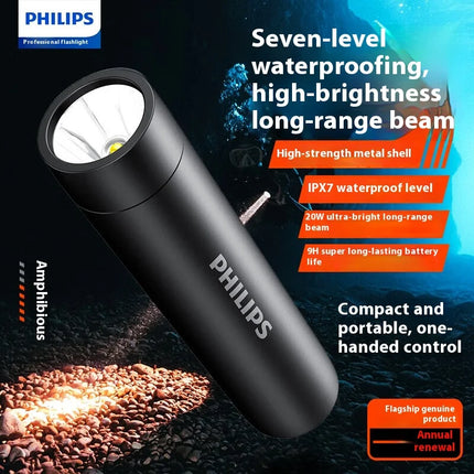 Philips New Flashlight High Intensity Waterproof Outdoor Lamp 1500 Lumens Sfl2202-Ipx7 Waterproof