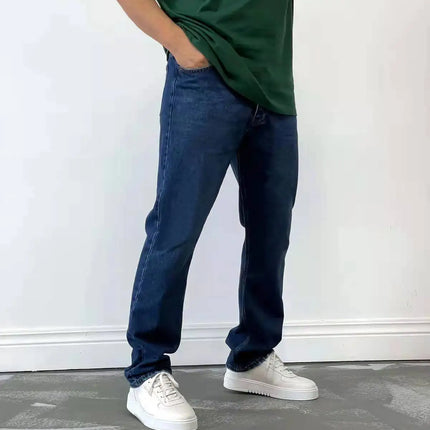 2025 New Business Men's Jeans Casual Straight Stretch Fashion Classic Blue Black Work Denim Trousers Male Brand Clothing S-3XL
