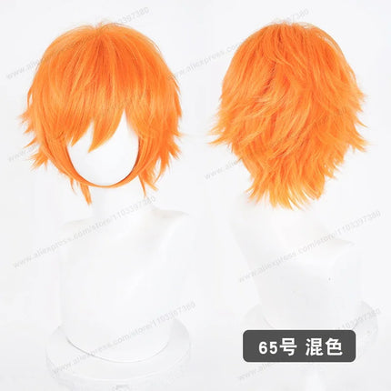 Anime Upgraded 32cm Short Flipped Ends Cosplay Wig Green Blue Purple Pink Man Women Heat Resistant Synthetic Hair