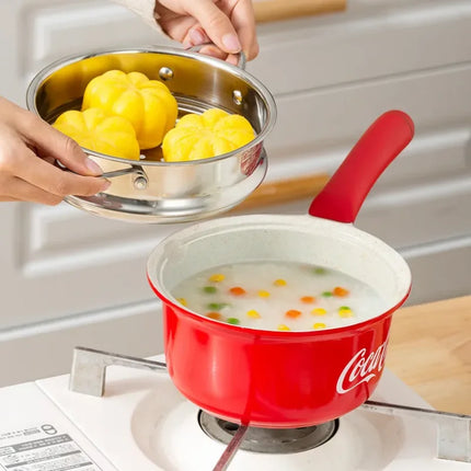 Coca Cola 304 Stainless Steel Steamer,flat bottomed non stick pan, steak, fried egg, waffle, cooking essentials Home Cooking