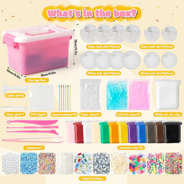 1373Pcs Diy Stress Ball Making Kit Assemble Squishy Sensory Filler Beads Stress Ball Craft for Back To School Party Game
