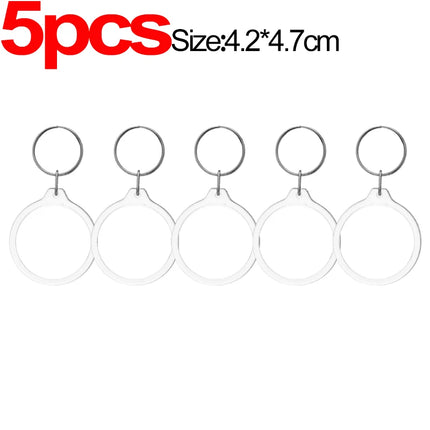 1/20Pcs Blank Acrylic Picture Keychain DIY Clear Insert Photo Split Key Ring Frame Key Chains Couple Anniversary Graduation Gift