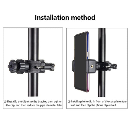 1Set SLR Camera Phone Holder For Circular Lamp Tripod Phone Live Streaming Bracket Automatic Clamping 360 ° Rotating Bracket