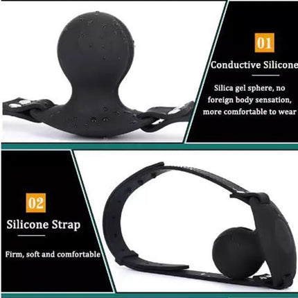 Built in Ball Gag silicone Mouth Plug Electric Shock Open Mouth Gag Bdsm Slave Fetish Dilatation Ball Oral Sex Toys For Couple18
