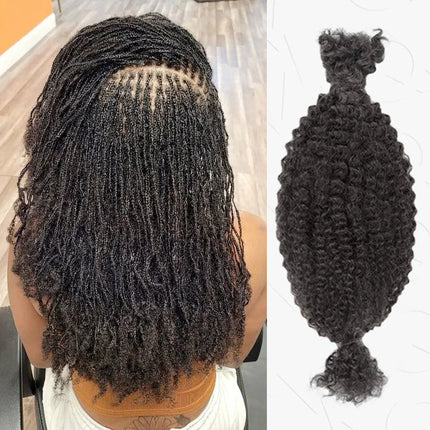 Kinky Twist Crochet Braiding Hair 100% Human hair Bundles 22Inch Sleek Curly Human Hair Bulks QVR 1 PCS Afro Kinky V Bulk Hair