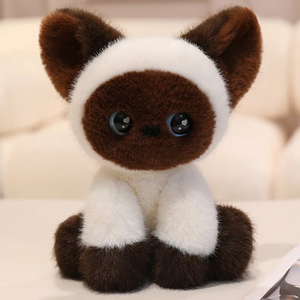 24cm Kawaii Cat Plush Doll Devon Rex Siamese Cat Pet Kitten Plush Toy Cute Decoration Accompany Sleep Toy Birthday Gift