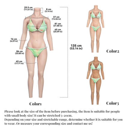 KUMIHO C Cup Silicone Bodysuit Crossdresser Breast Form Transgender Cosplay Artificial Vagina for Men Full Silicon Bodysuit