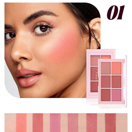 Long Wear Blush Makeup Palette Buildable Color Velvet Finish Face Powder Cheek Contouring Brightening
