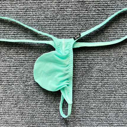 Men's Ice Silk Low-Waist Thong Underwear with Thin Straps Sexy Large Bag Briefs New Arrival  Men's Underwear