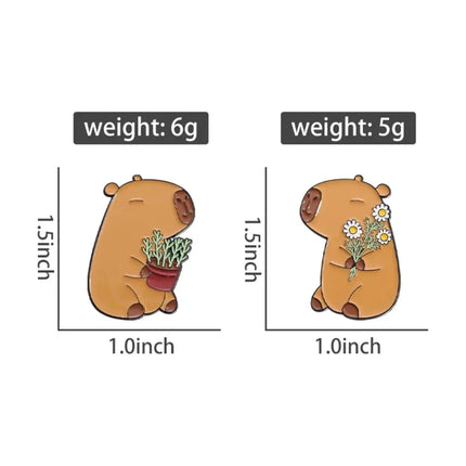 Cute Capybara Enamel Pins Cartoon Animal  Metal Brooches Shirt Backpack Lapel Badge Jewelry Gift for Kids Friends