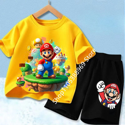Summer Kids Clothing Sets Super Marios Cartoon Print Short Sleeve T-Shirt Casual Shorts Soft Outfits For Baby Boys Girls