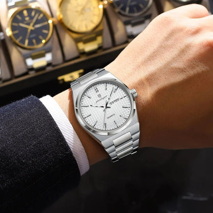 POEDAGAR Original Men's Watch Date Week Waterproof Luminous Stainless Steel Watches For Men Business Men's Quartz Wristwatch Reloj