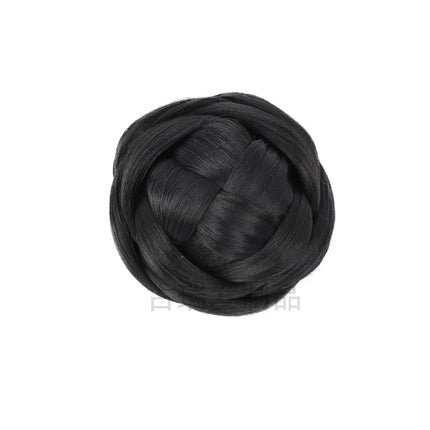 Synthetic Bun & Bang Set 2PCS Braided HairBun Bangs Straight Clip in High Bun with Bangs Clip on Hair Piece for Black Women
