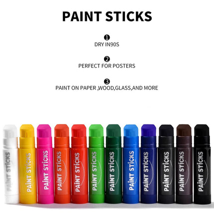 12 Colors Wax Crayon Solid Gouache Stick Water-based Quick Dry Washable Children Painting Stick Graffiti Colouring Art Supplies