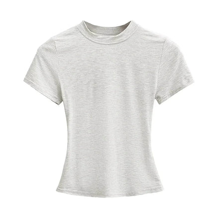 2025 New High Quality Casual T-shirt Sexy Slim Short Sleeves Fashion Trend Solid Women's Clothing Y2K Tops