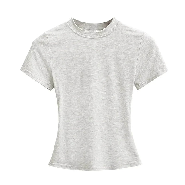 2025 New High Quality Casual T-shirt Sexy Slim Short Sleeves Fashion Trend Solid Women's Clothing Y2K Tops