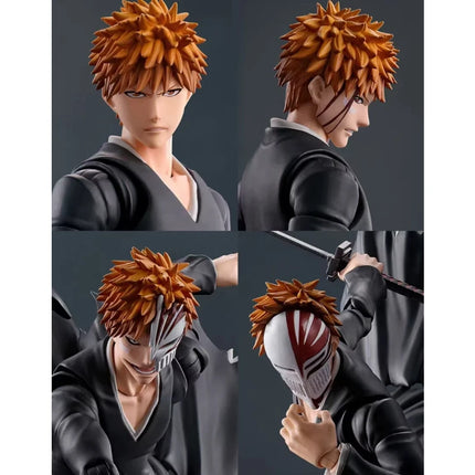 Original box Bandai SHF BLEACH ICHIGO KUROSAKI Getsuga Tensho Figure Finished Model kit Anime full Action Toy Gifts kid In shock