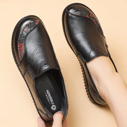 New Real Leather Perforated Ballet Flats Women's Massage Insole Slip On Moccasins Woman Hollow Loafer Casual Daily Shopping Shoe