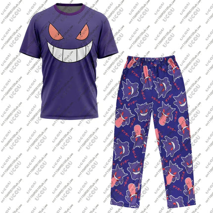 Y2k Gift Adult Women Kid G-Gengar Pj's T Shirt Unisex Boys Girls Sweatshirt Casual Top P-Pokemo Suit Set Party Pajamas Pants Tee