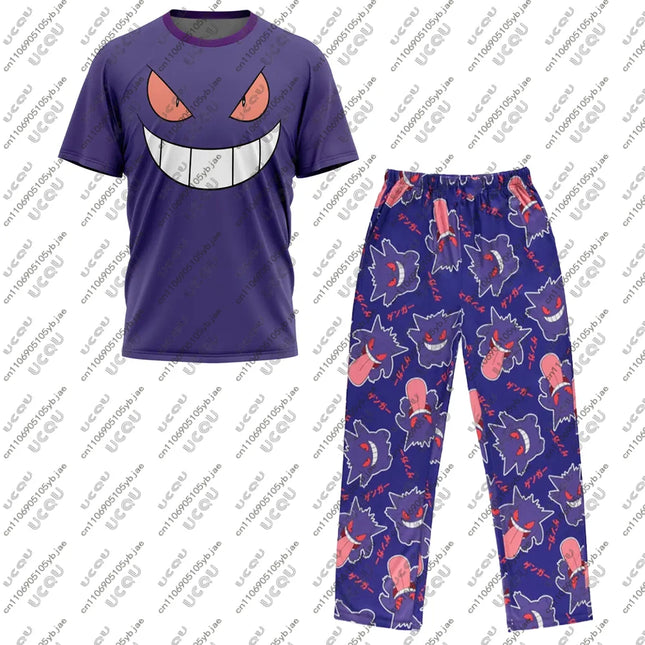 Y2k Gift Adult Women Kid G-Gengar Pj's T Shirt Unisex Boys Girls Sweatshirt Casual Top P-Pokemo Suit Set Party Pajamas Pants Tee