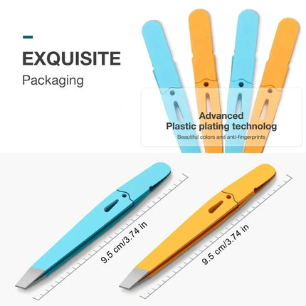 Stainless Steel Slanted Mouth Eyebrow Tweezers Colorful Hair Beauty Fine Hairs Puller Eye Brow Clips Beard Removal Makeup Tools