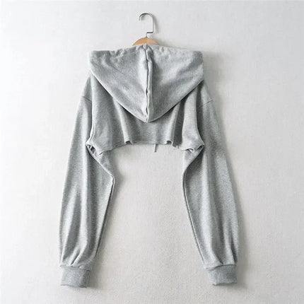 Y2k Hoodie Female Hoodie Personality Irregular Crop Ultra Short Style Long Sleeve Top Female Drop Shipping Sweatshirt Clothes
