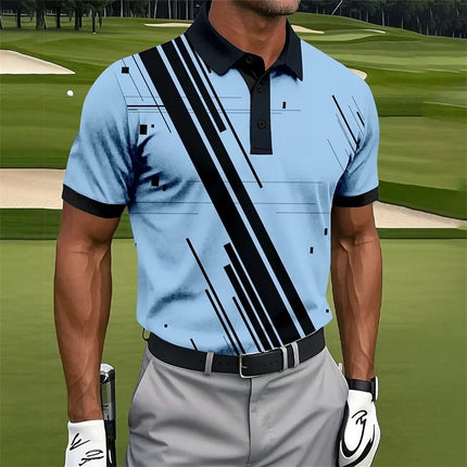 Men's Polo Shirt 3D Printed Color Visual Illusion Pattern Polo Shirt Summer Fashion Clothing Collar Short Sleeve Top