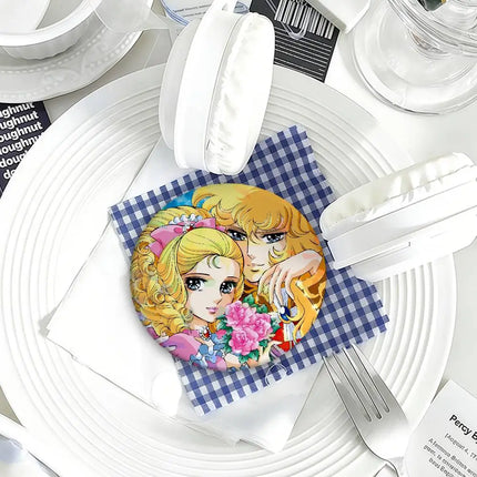 manga art anime Rose of v-Versailles Lady Oscar round Badge Laser Style Peripheral Lapel Pins Goods Tinplate Brooch﻿ bag decor