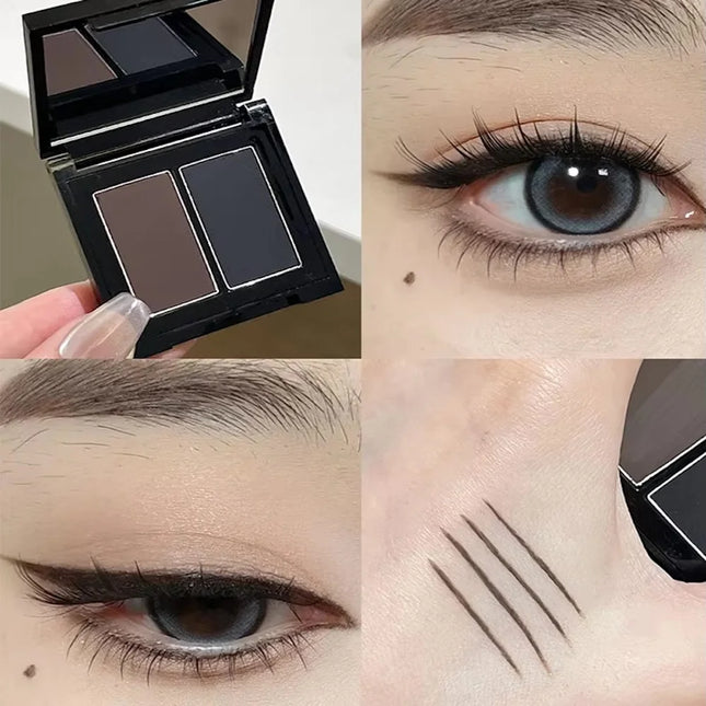 2 Color Eyeliner Powder Palette Matte Eyebrow Portable Longlasting Quick Dry Smooth Black Brown Eye Shadow Makeup Cosmetics 7g