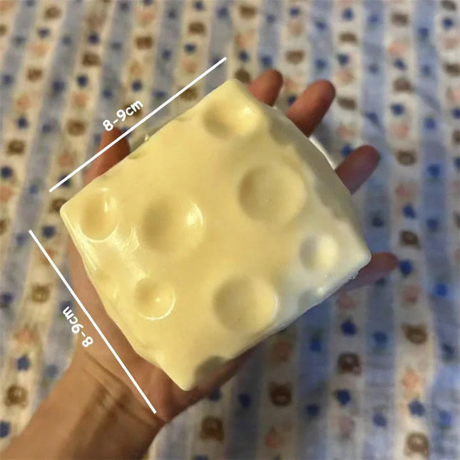 @*@ Jumbo Cheese Cube Stress Ball Big Cheese Shapeable Squeeze Ball Non-Bounce Fidget Toy ASMR Sensory Anti-Stress Festival Gift