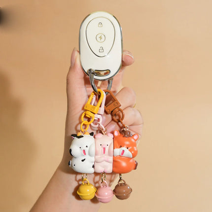 3Pcs Cartoon Rabbit Holding Fox Hug Puppy Keychain Magnetic Snap Animal Keys Chain Sets for Couple Friends Gift Keyring