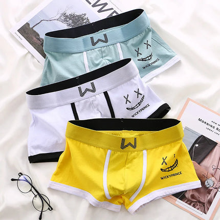 1/3/4 Pcs Mens Underwear Cotton Men Boxer Panties U-convex Man Breathable Underpants Sexy Comfort Male Boy Smiling Face Boxers
