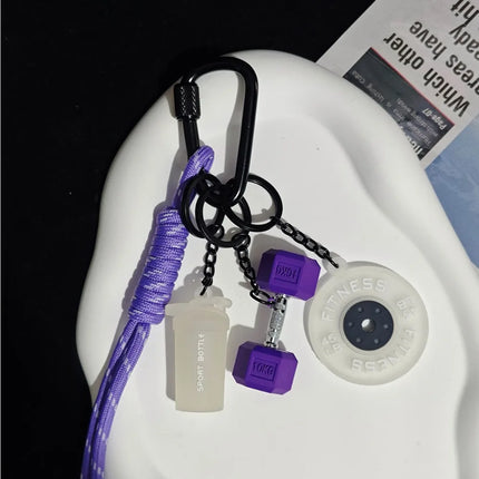 Dopamine Fitness Series Pendant D-shaped Buckle Detachable Barbell Plates Key Chain Bag Charm Creative Large Dumbbells Keyring