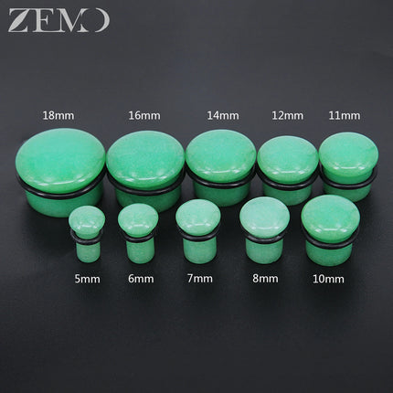 ZEMO 2pcs/lot Natural Stone Ear Plugs and Tunnels Unisex Punk Large Gauges Single Flare Flesh Stretcher Expander Piercings 4-18MM