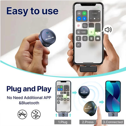 KEBIDU Wireless Lavalier Microphone Double Noise Reduction HiFi Sound 1 to 2 Mini Magnetic Mic For Video Recorde Live Streaming